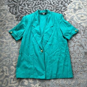 Vintage Sag Harbor Short Sleeve Blazer Teal 12